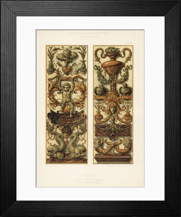 Framed Print : Rococo panels in the Louvre, Paris, 17th century Framed Print : Rococo panels in the Louvre, Paris, 17th century