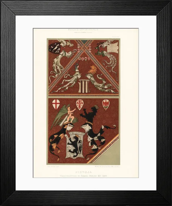 Framed Print : Paintings of coats of arms in the Palazzo Pretorio, Pistoia, Ita Framed Print : Paintings of coats of arms in the Palazzo Pretorio, Pistoia, Ita