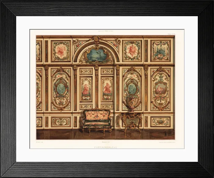 Framed Print : Wall panels in the Palace of Fontainebleau, 18th century Framed Print : Wall panels in the Palace of Fontainebleau, 18th century