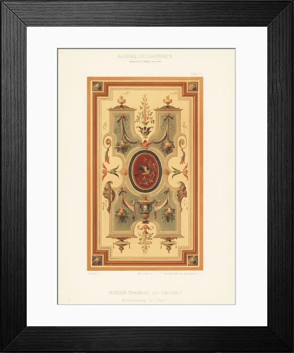 Framed Print : Wall panel in Trausnitz Castle, Germany, 16th century Framed Print : Wall panel in Trausnitz Castle, Germany, 16th century
