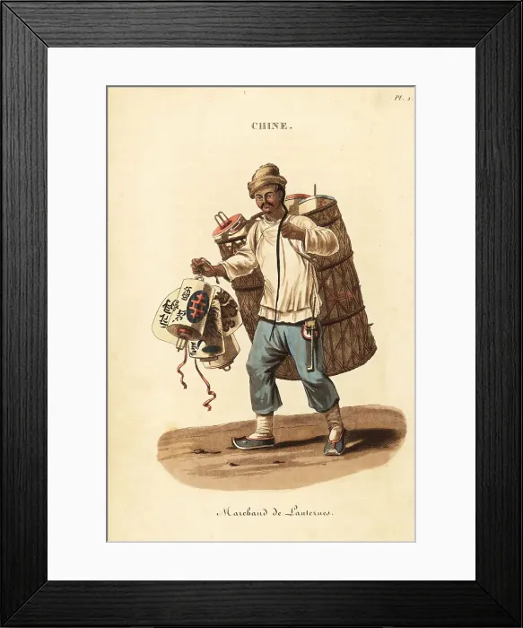 Framed Print : Itinerant seller of paper lanterns, China, 18th century Framed Print : Itinerant seller of paper lanterns, China, 18th century