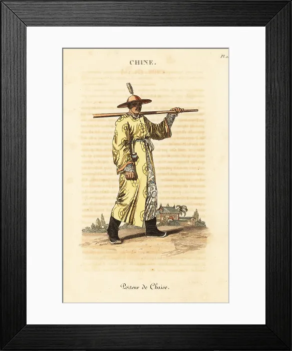 Framed Print : Imperial Chinese sedan chair bearer, 18th century