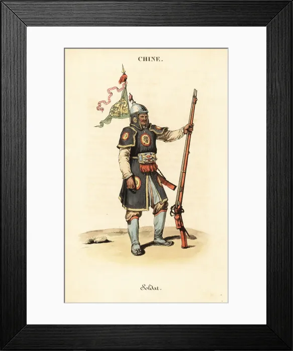 Framed Print : Chinese soldier with flintlock musket, 18th century Framed Print : Chinese soldier with flintlock musket, 18th century