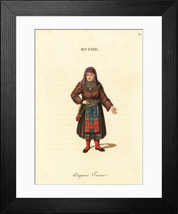 Framed Print : Finnish peasant woman in winter wear, 18th century Framed Print : Finnish peasant woman in winter wear, 18th century