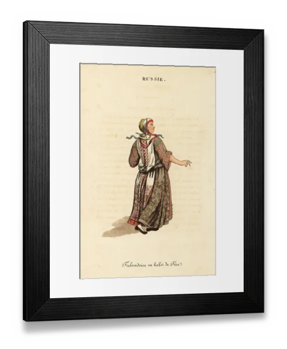 Framed Print : Finnish woman in her summer festival dress, 18th century Framed Print : Finnish woman in her summer festival dress, 18th century