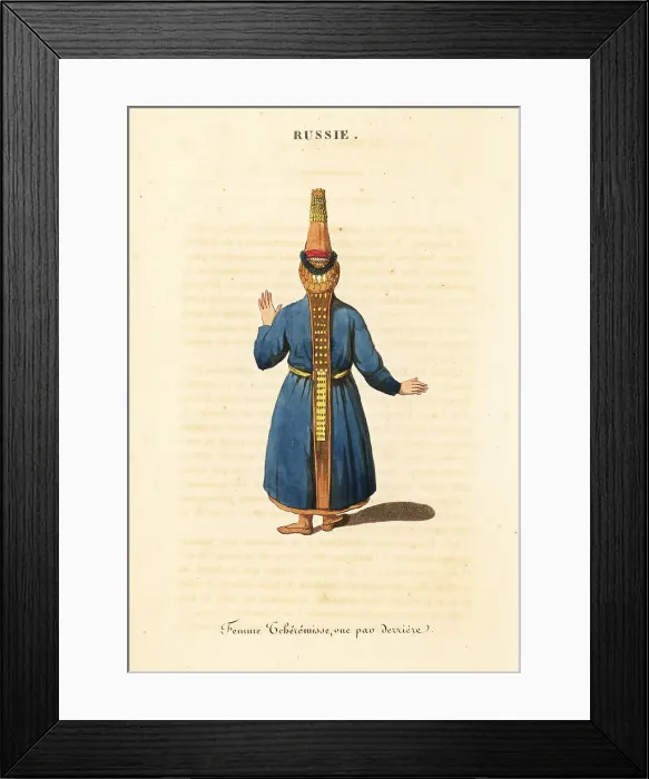 Framed Print : Costume of a Mari woman of the Volga River, 18th century Framed Print : Costume of a Mari woman of the Volga River, 18th century