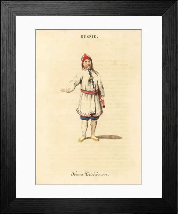 Framed Print : Summer dress of a Mari woman, 18th century Framed Print : Summer dress of a Mari woman, 18th century