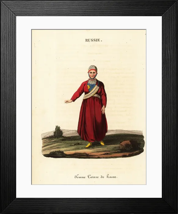 Framed Print : A Tatar woman in bonnet with kaschpour, 18th century Framed Print : A Tatar woman in bonnet with kaschpour, 18th century