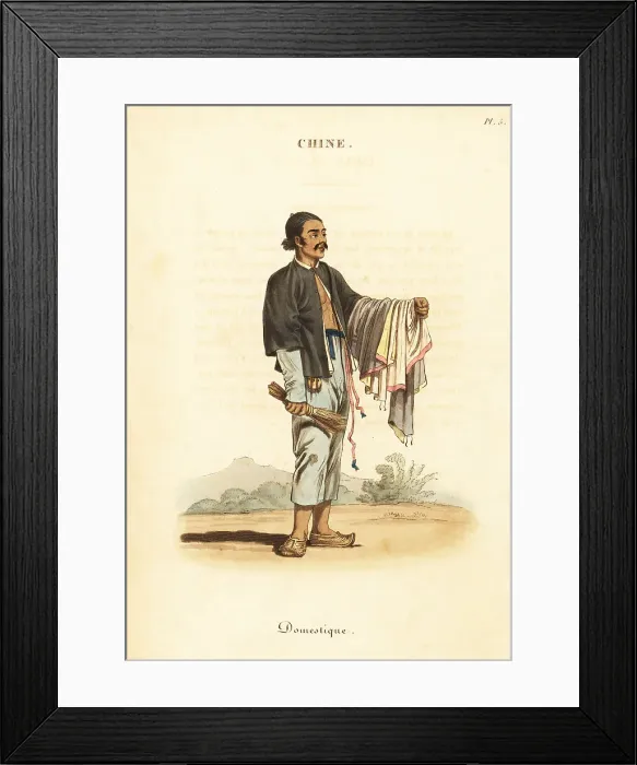 Framed Print : Chinese domestic servant, 18th century Framed Print : Chinese domestic servant, 18th century