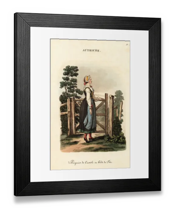 Framed Print : Woman of Slovenia in summer festival dress, 18th century Framed Print : Woman of Slovenia in summer festival dress, 18th century