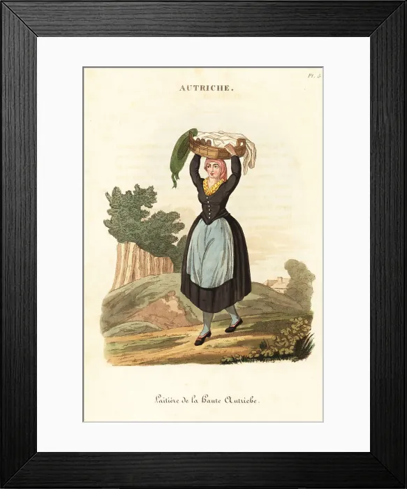 Framed Print : Milk maid of Upper Austria, 18th century Framed Print : Milk maid of Upper Austria, 18th century
