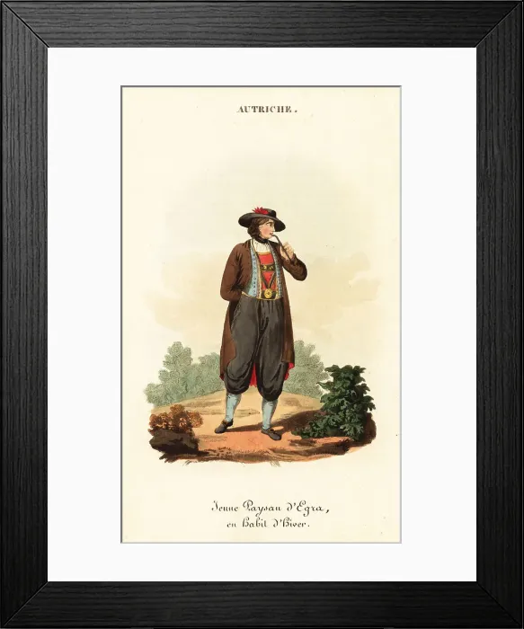 Framed Print : Young peasant of Cheb in winter dress, 18th century Framed Print : Young peasant of Cheb in winter dress, 18th century