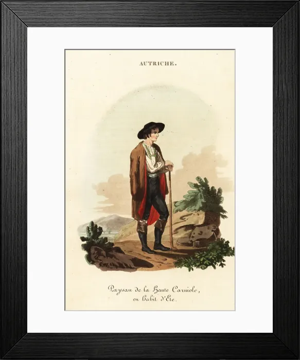 Framed Print : Peasant of Slovenia in summer dress, 18th century Framed Print : Peasant of Slovenia in summer dress, 18th century