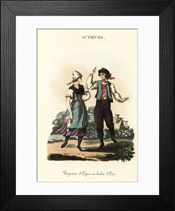 Framed Print : Peasants of Cheb, Bohemia, in summer dress, 18th century Framed Print : Peasants of Cheb, Bohemia, in summer dress, 18th century