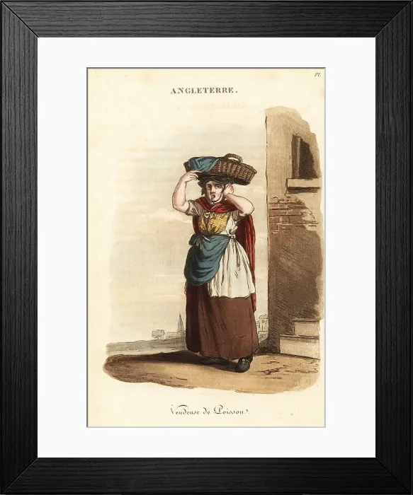 Framed Print : Fishwife at Billingsgate Market, London, 1800s Framed Print : Fishwife at Billingsgate Market, London, 1800s