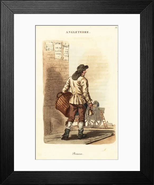 Framed Print : London dustman collecting ashes, 1800s Framed Print : London dustman collecting ashes, 1800s