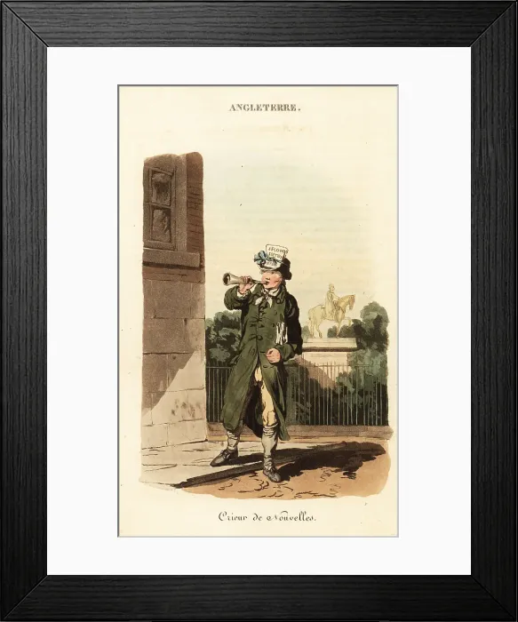 Framed Print : Newsman selling evening newspapers, London, 1800s Framed Print : Newsman selling evening newspapers, London, 1800s