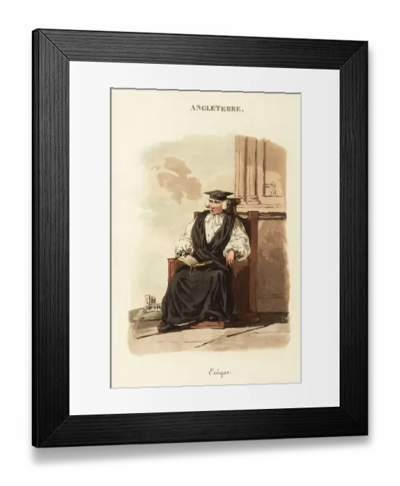 Framed Print : English bishop in black robes and cap, 1800s Framed Print : English bishop in black robes and cap, 1800s