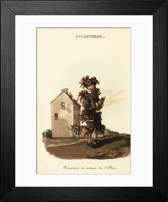 Framed Print : Chimney sweep's boy in May Day dress, 1800s Framed Print : Chimney sweep's boy in May Day dress, 1800s