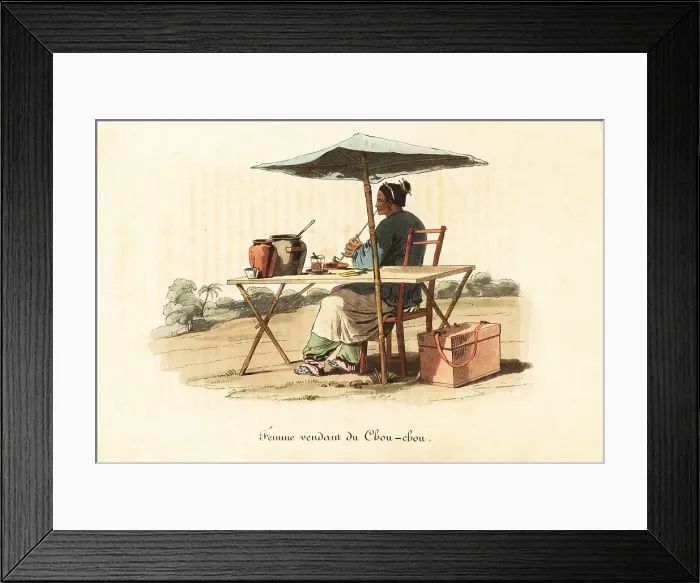 Framed Print : Chinese woman selling chow-chow pickles, 18th century Framed Print : Chinese woman selling chow-chow pickles, 18th century