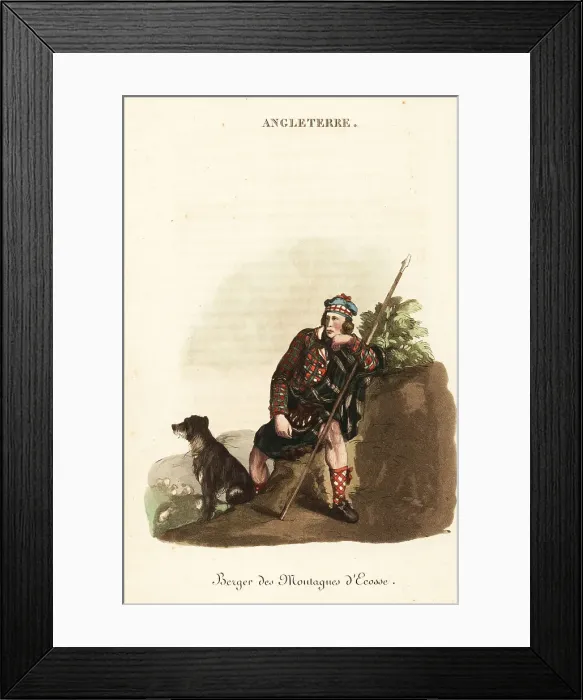 Framed Print : Shepherd in the Scottish Highlands, 1800s Framed Print : Shepherd in the Scottish Highlands, 1800s