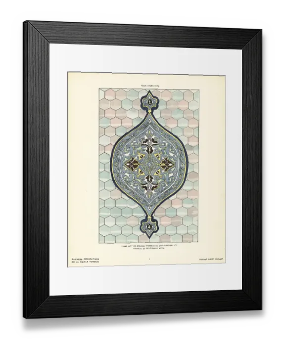 Framed Print : Panel of decorative ceramic wall tiles with foliage pattern, Izn Framed Print : Panel of decorative ceramic wall tiles with foliage pattern, Izn