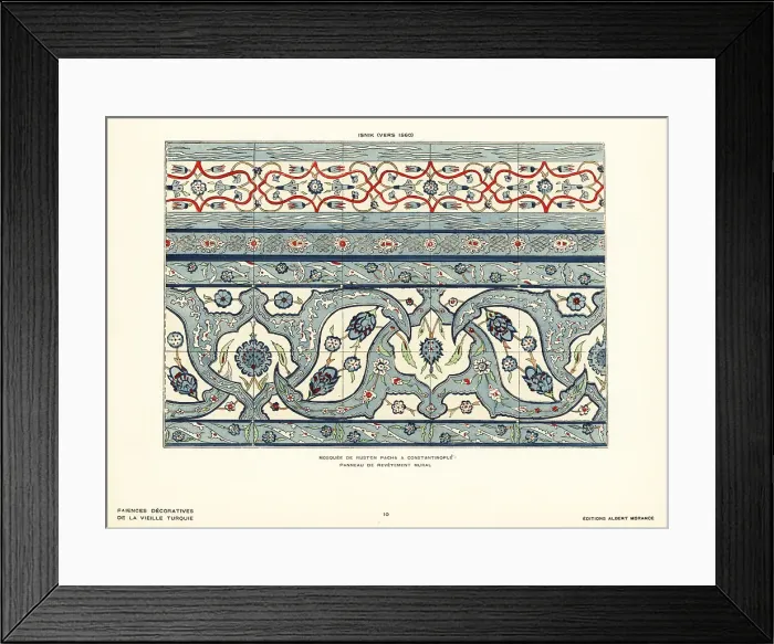 Framed Print : Ceramic wall tiles decorated with flowers and foliage made in Iz Framed Print : Ceramic wall tiles decorated with flowers and foliage made in Iz