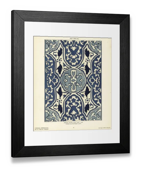 Framed Print : Ceramic wall tiles decorated with foiliage made in Iznik, Turkey Framed Print : Ceramic wall tiles decorated with foiliage made in Iznik, Turkey