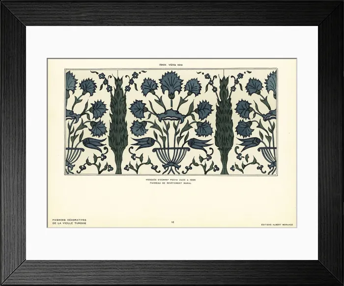 Framed Print : Ceramic wall tiles decorated with foliage made in Iznik, Turkey Framed Print : Ceramic wall tiles decorated with foliage made in Iznik, Turkey