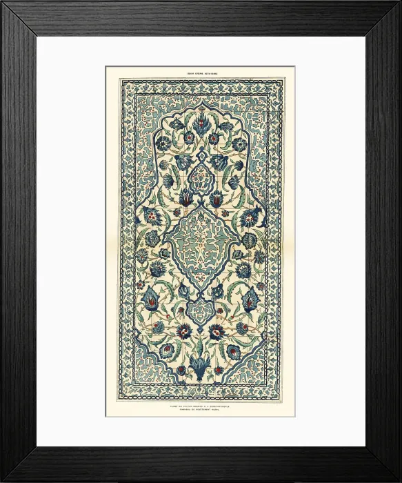 Framed Print : Ceramic wall tiles decorated with flowers and foliage made in Iz Framed Print : Ceramic wall tiles decorated with flowers and foliage made in Iz