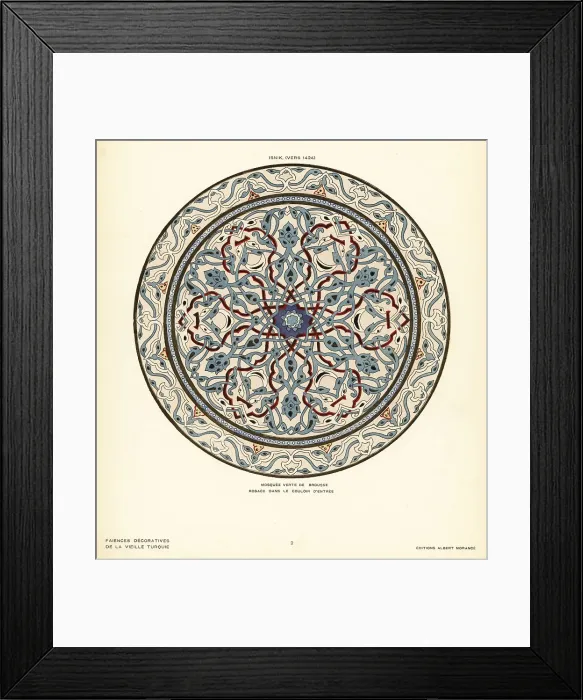Framed Print : Decorative ceramic tile rosette with lattive and foliage pattern Framed Print : Decorative ceramic tile rosette with lattive and foliage pattern