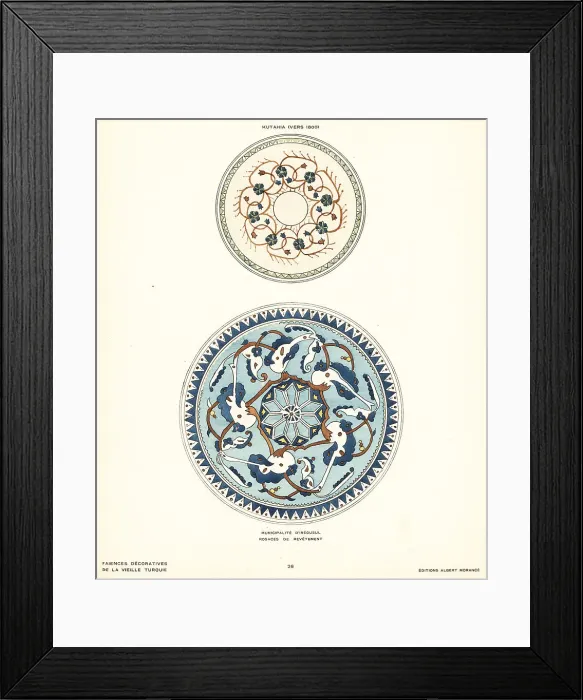 Framed Print : Ceramic rosette tiles decorated with foliage made in Kutahya, Tu Framed Print : Ceramic rosette tiles decorated with foliage made in Kutahya, Tu