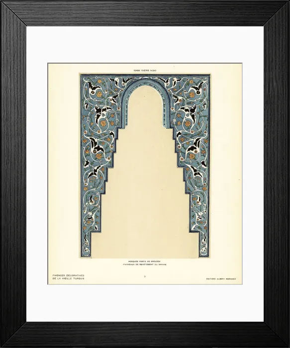 Framed Print : Panel of decorative ceramic wall tiles with a foliage pattern, m Framed Print : Panel of decorative ceramic wall tiles with a foliage pattern, m