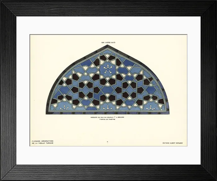 Framed Print : Window tympanum in ceramic tile with decorative lattice pattern Framed Print : Window tympanum in ceramic tile with decorative lattice pattern