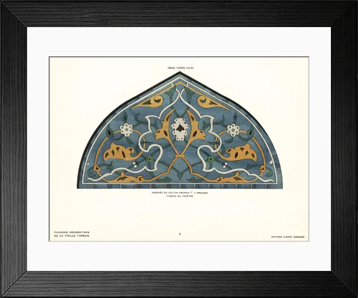 Framed Print : Window tympanum in ceramic tile with foliage lattice pattern mad Framed Print : Window tympanum in ceramic tile with foliage lattice pattern mad