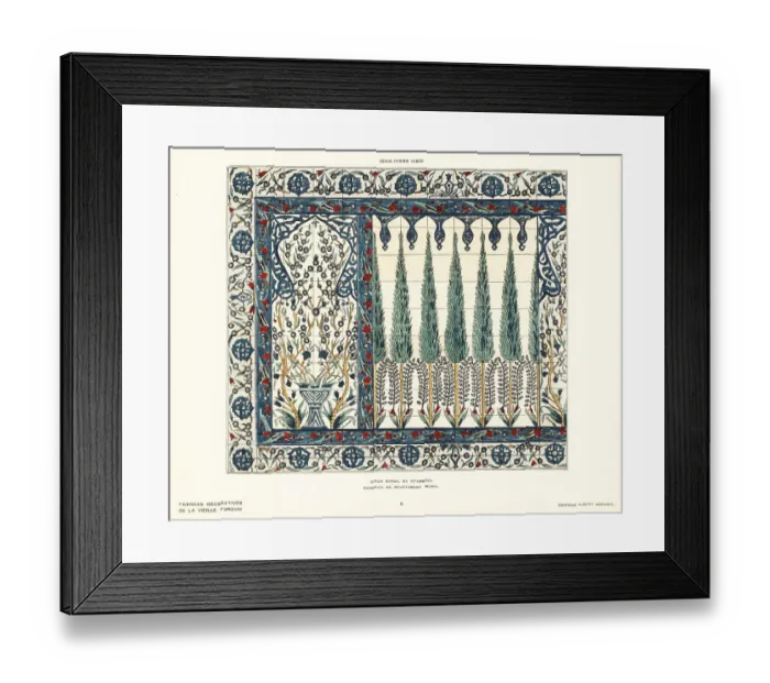 Framed Print : Panel of ceramic wall tiles depicting a garden with flowers Framed Print : Panel of ceramic wall tiles depicting a garden with flowers