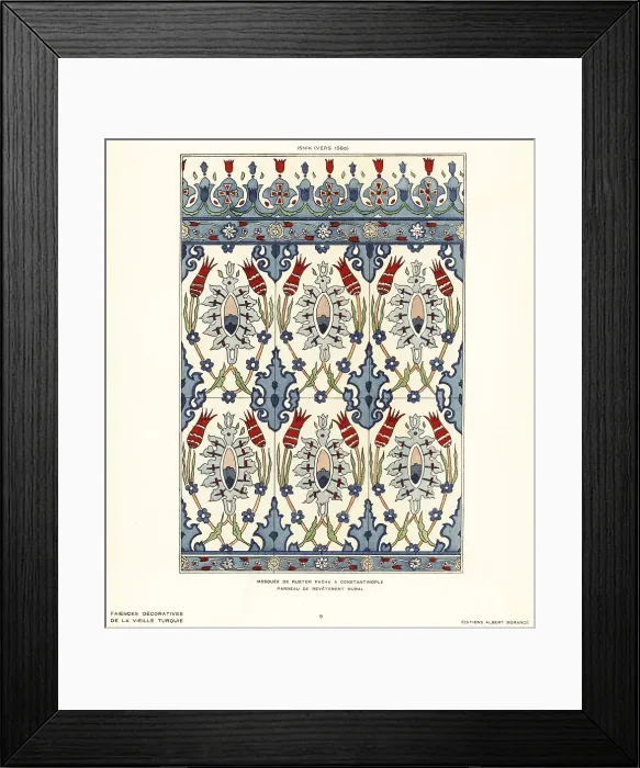 Framed Print : Ceramic wall tiles decorated with tulips, flowers and foliage ma Framed Print : Ceramic wall tiles decorated with tulips, flowers and foliage ma