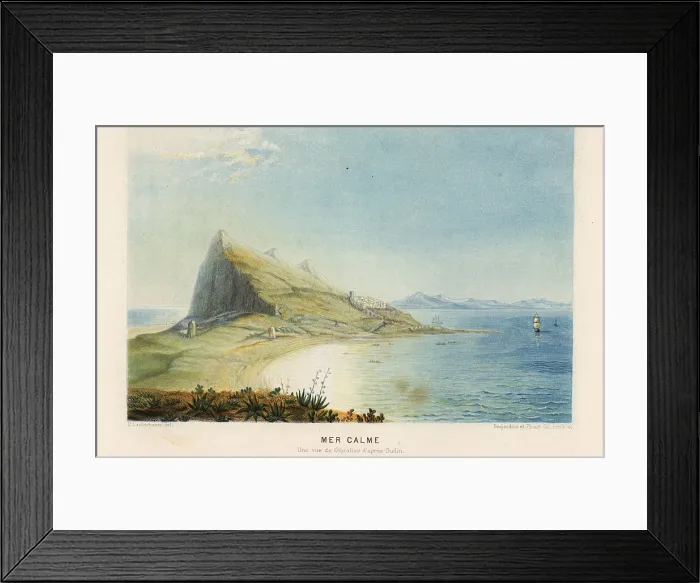 Framed Print : View of a calm sea at Gibraltar on the Mediterranean Framed Print : View of a calm sea at Gibraltar on the Mediterranean