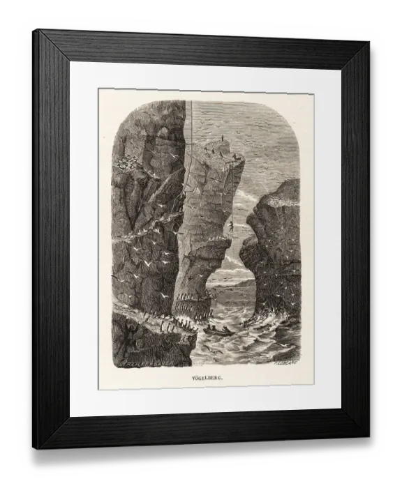 Framed Print : Hunters on St Kilda harvesting eggs of marine birds Framed Print : Hunters on St Kilda harvesting eggs of marine birds