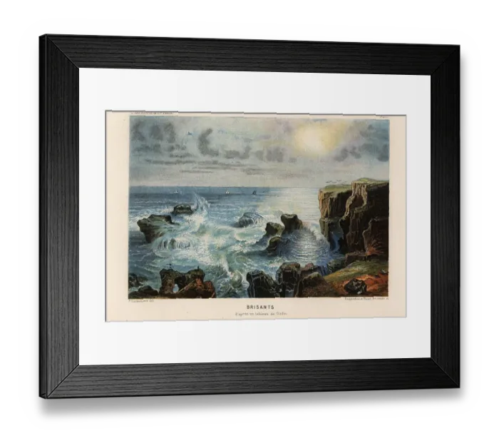 Framed Print : Landscape of a rough sea with waves crashing on rocks Framed Print : Landscape of a rough sea with waves crashing on rocks