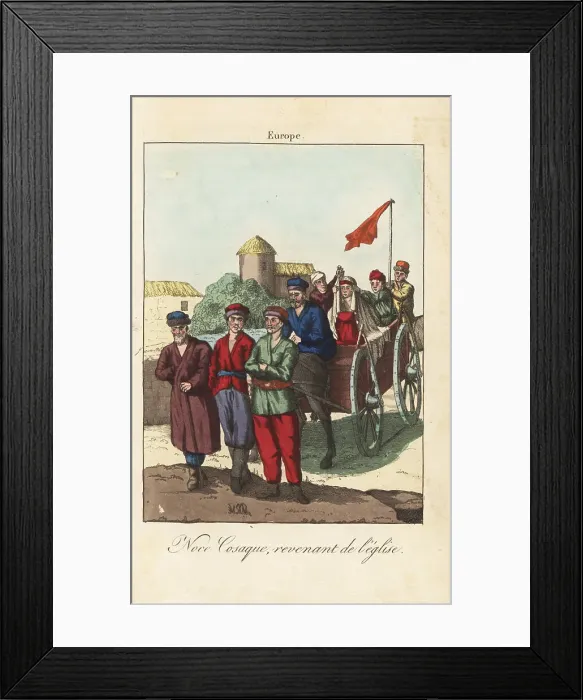 Framed Print : Ural Cossack bride and groom after the wedding, 1800s Framed Print : Ural Cossack bride and groom after the wedding, 1800s