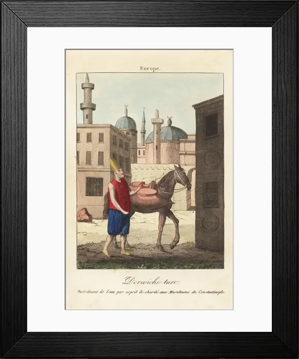 Framed Print : Dervish man distributing water in Constantinople, Turkey Framed Print : Dervish man distributing water in Constantinople, Turkey