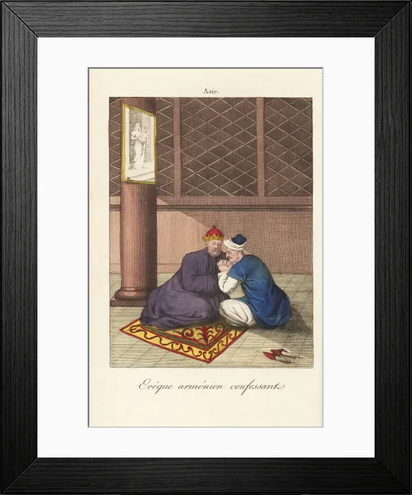 Framed Print : The act of confession with an Aremenian bishop, 18th century Framed Print : The act of confession with an Aremenian bishop, 18th century