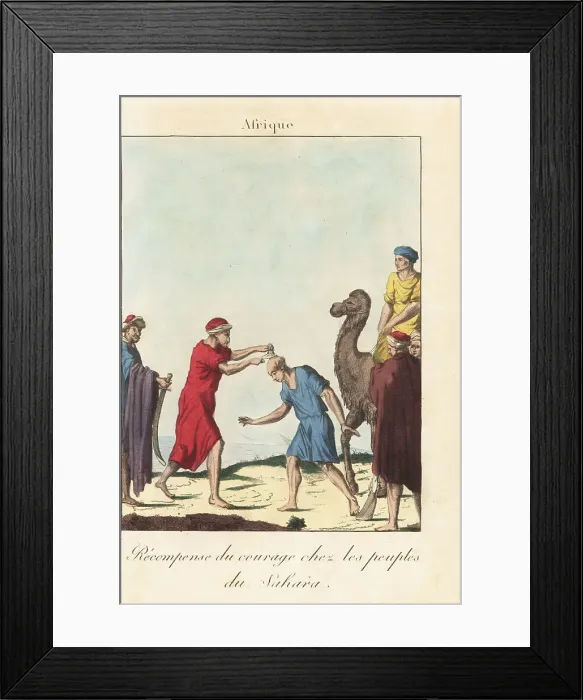 Framed Print : A sheik rewards a brave youth in the Sahara, 18th century Framed Print : A sheik rewards a brave youth in the Sahara, 18th century