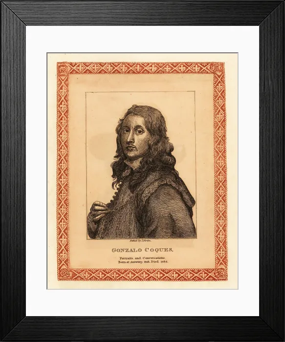 Framed Print : Portrait of Gonzales Coques, Flemish painter of portraits and hi