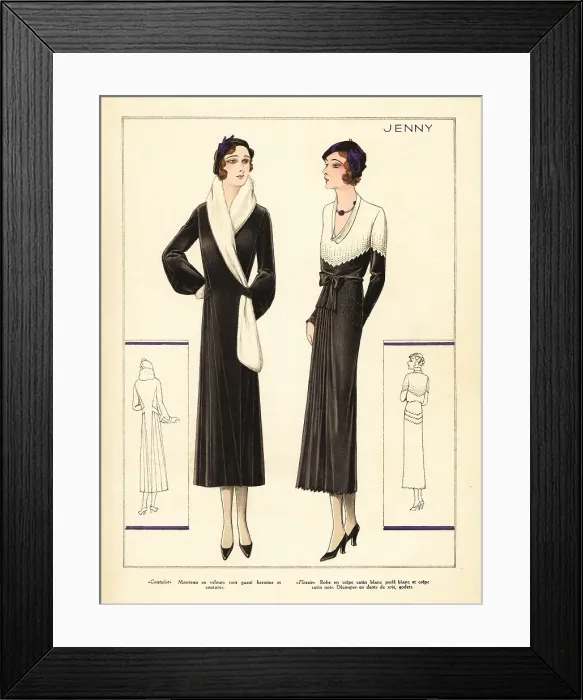 Framed Print : Women in chic coat and dress by Jenny, 1931 Framed Print : Women in chic coat and dress by Jenny, 1931