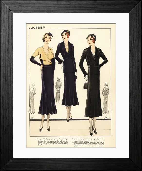 Framed Print : Women in afternoon dress and jacket by Luceber, 1931 Framed Print : Women in afternoon dress and jacket by Luceber, 1931
