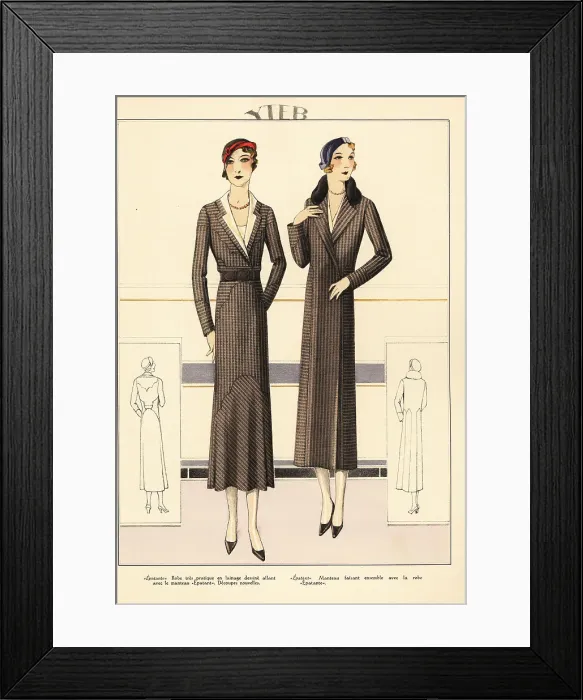 Framed Print : Matching wool dress and coat by fashion designer Yteb, 1931 Framed Print : Matching wool dress and coat by fashion designer Yteb, 1931