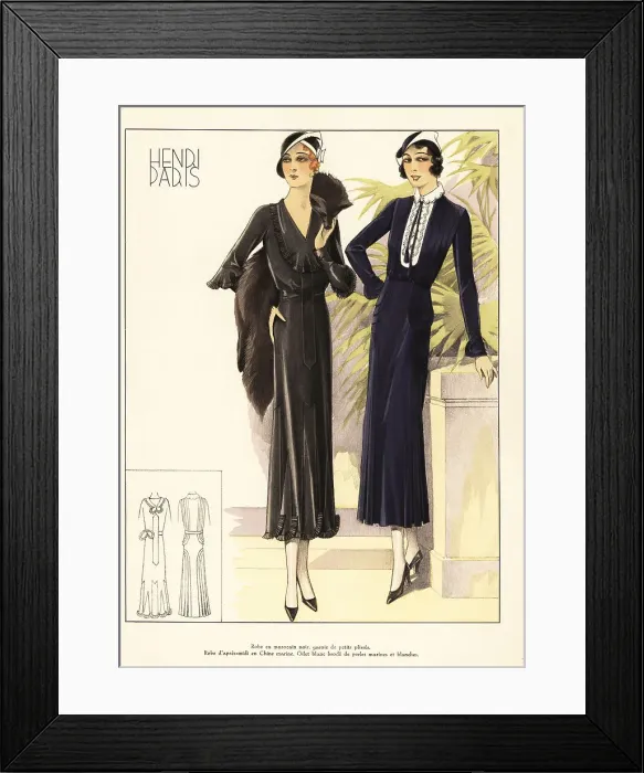 Framed Print : Women in fashionable dresses by Henri Paris, 1931