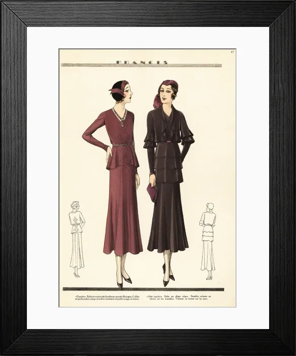 Framed Print : Women in fashionable dresses by Francis, 1931 Framed Print : Women in fashionable dresses by Francis, 1931